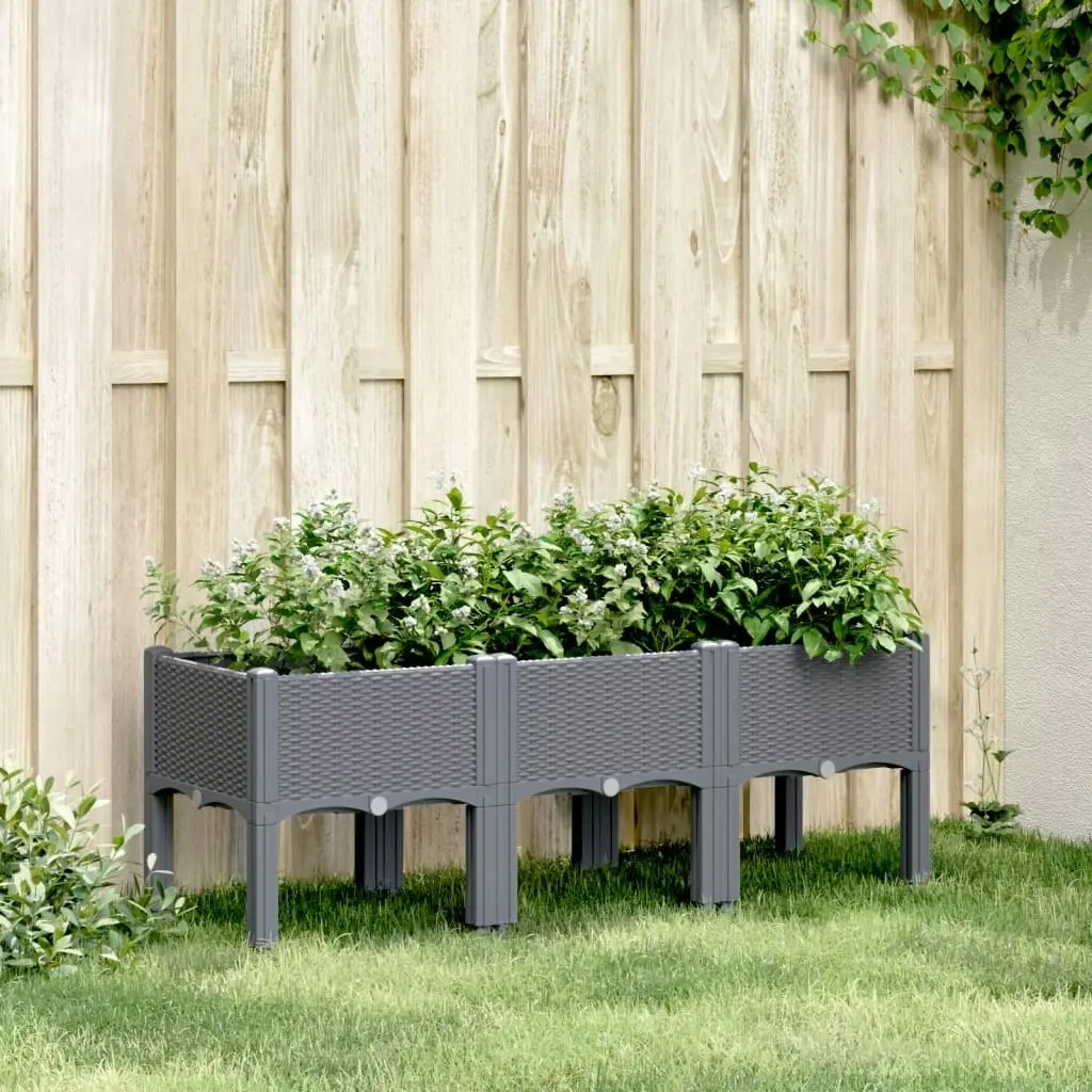 Garden Planter with Legs Grey 120x40x42 cm PP 367896