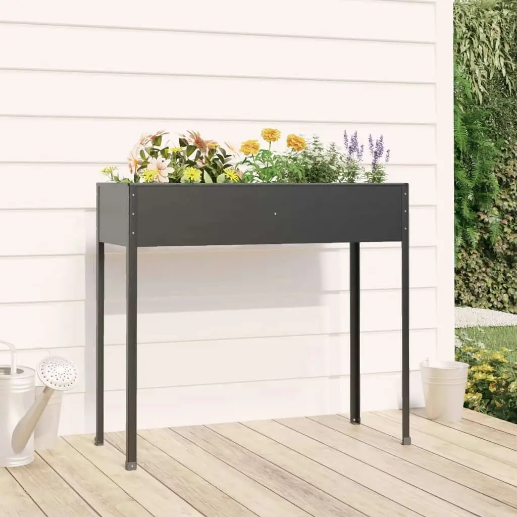 Garden Planter Anthracite 100.5x40.5x90 cm Galvanised Steel 152263