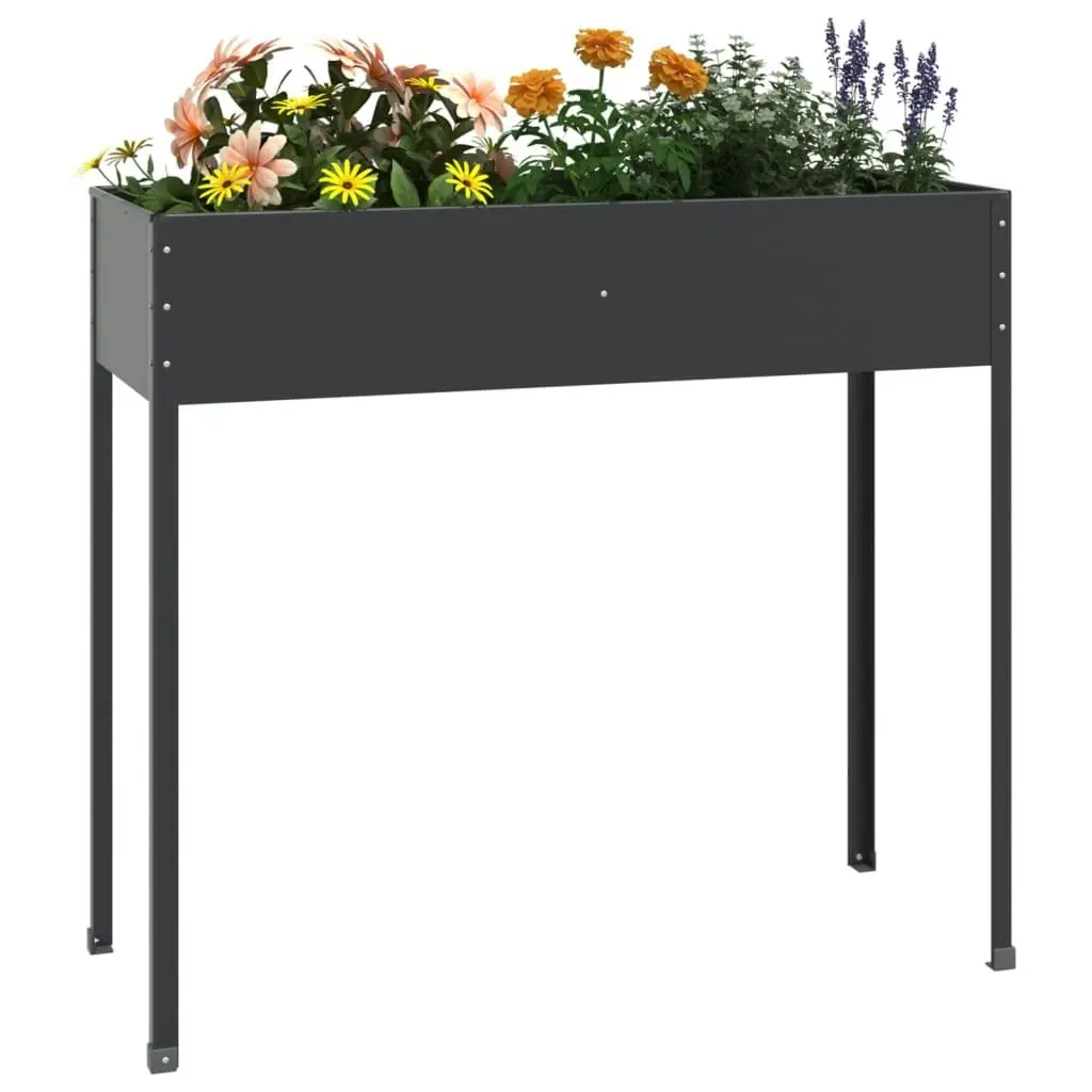 Garden Planter Anthracite 100.5x40.5x90 cm Galvanised Steel 152263