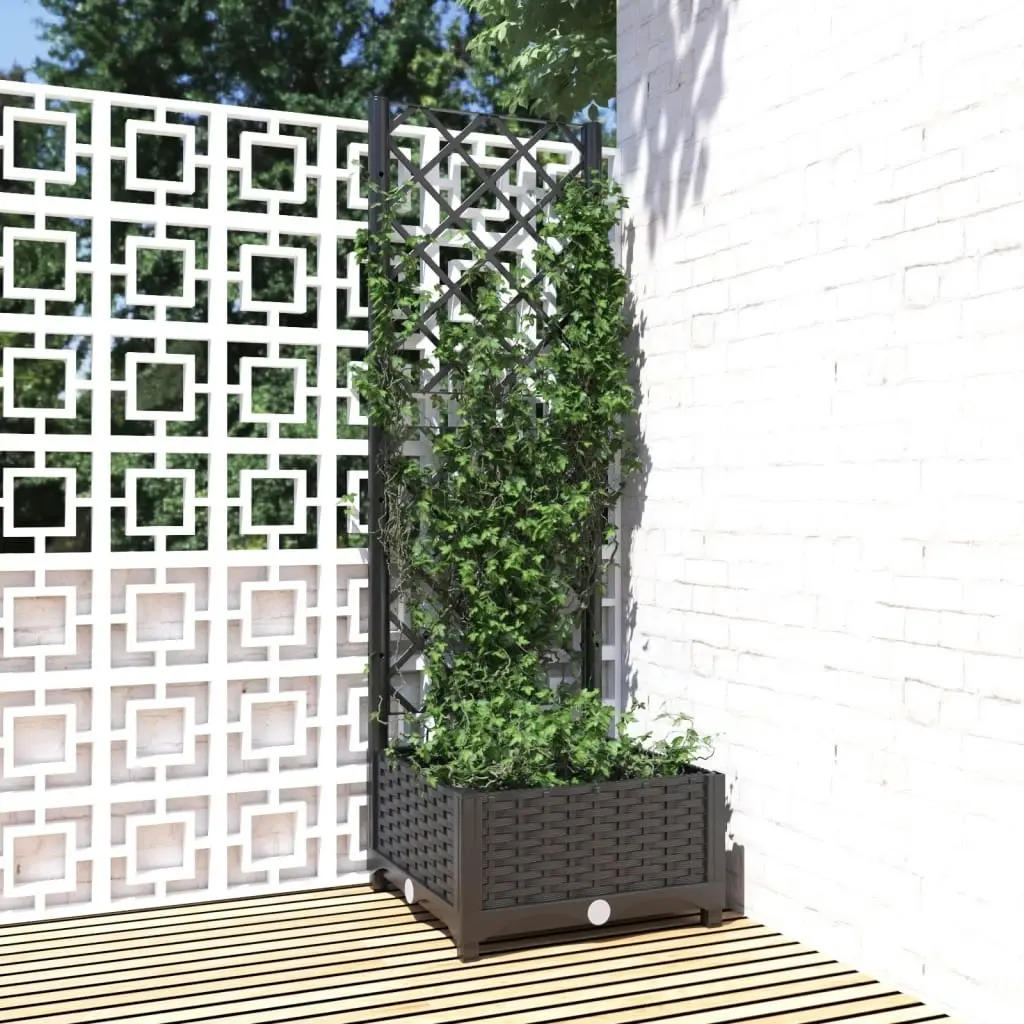 Garden Planter with Trellis Black 40x40x121.5 cm PP 318268