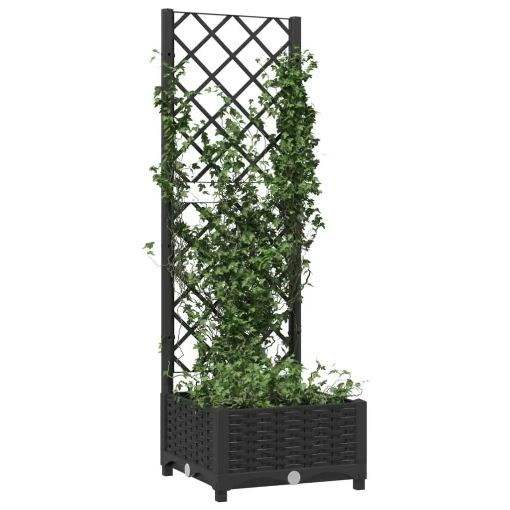 Garden Planter with Trellis Black 40x40x121.5 cm PP 318268