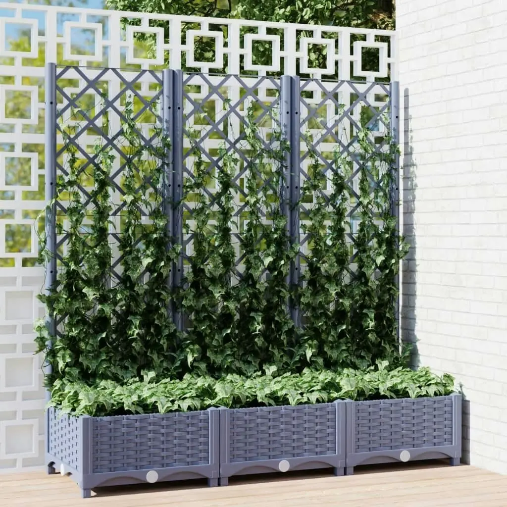 Garden Planter with Trellis Dark Grey 120x40x121.5 cm PP 318252