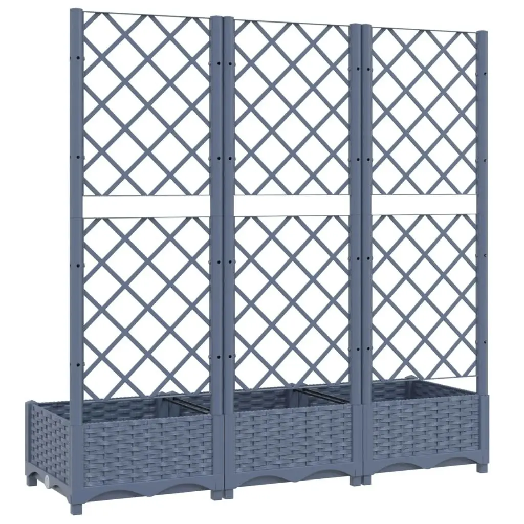 Garden Planter with Trellis Dark Grey 120x40x121.5 cm PP 318252