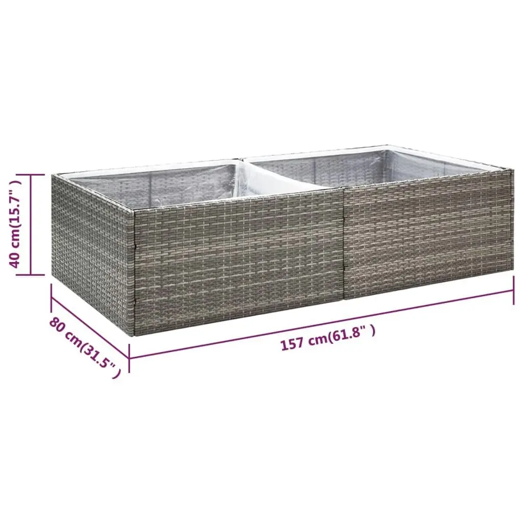 Garden Planter Grey 157x80x40 cm Poly Rattan 319176