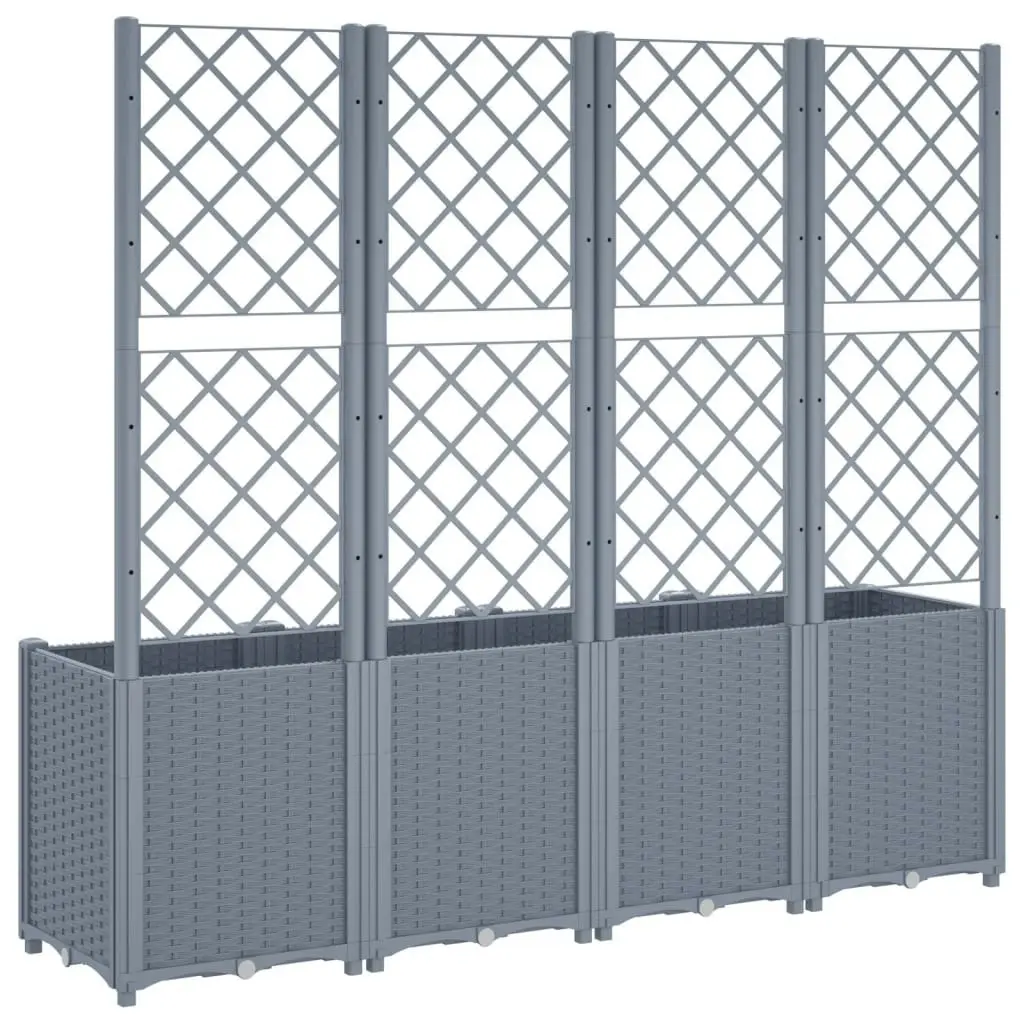 Garden Planter with Trellis Grey 160x40x140 cm PP 367871