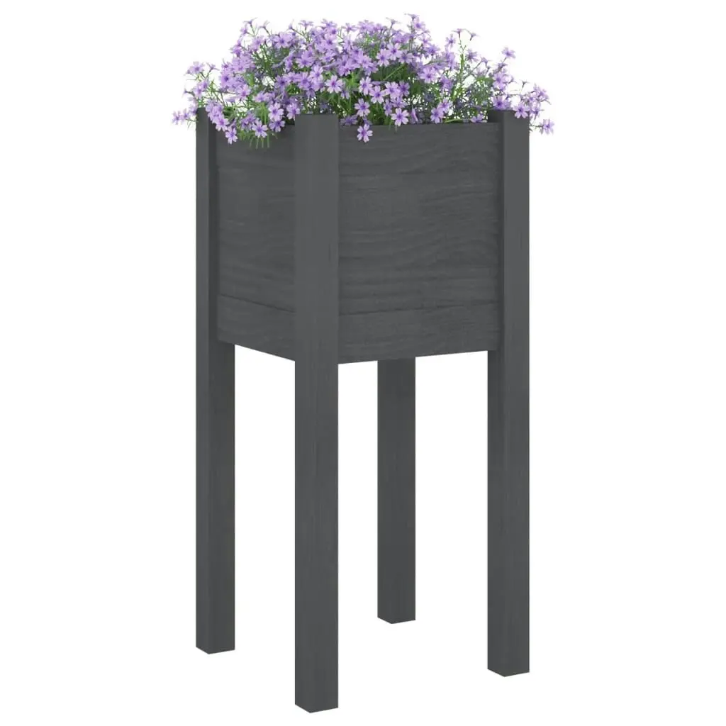 Garden Planter Grey 31x31x70 cm Solid Pinewood 810783