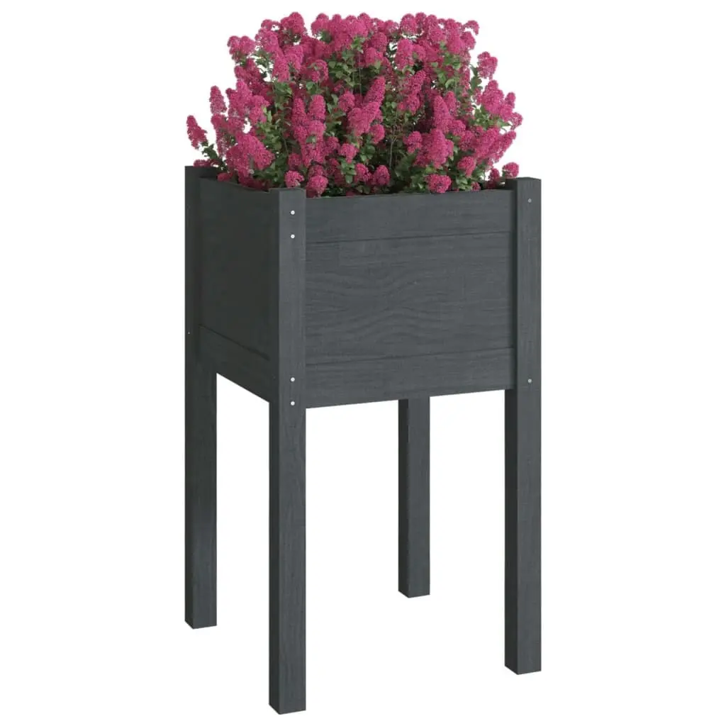 Garden Planter Grey 40x40x70 cm Solid Pinewood 810793