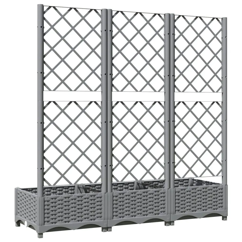 Garden Planter with Trellis Light Grey 120x40x121.5 cm PP 153273