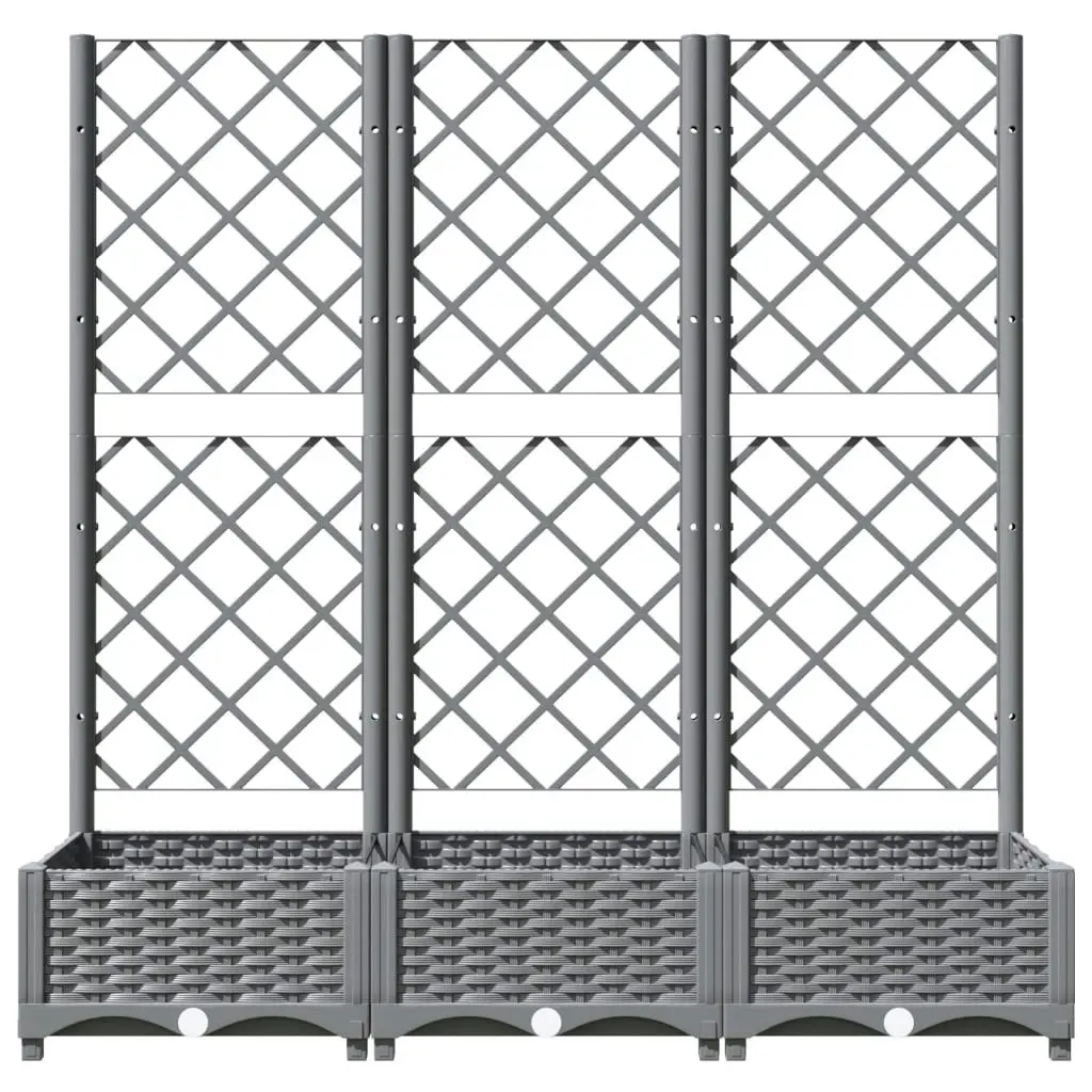 Garden Planter with Trellis Light Grey 120x40x121.5 cm PP 153273