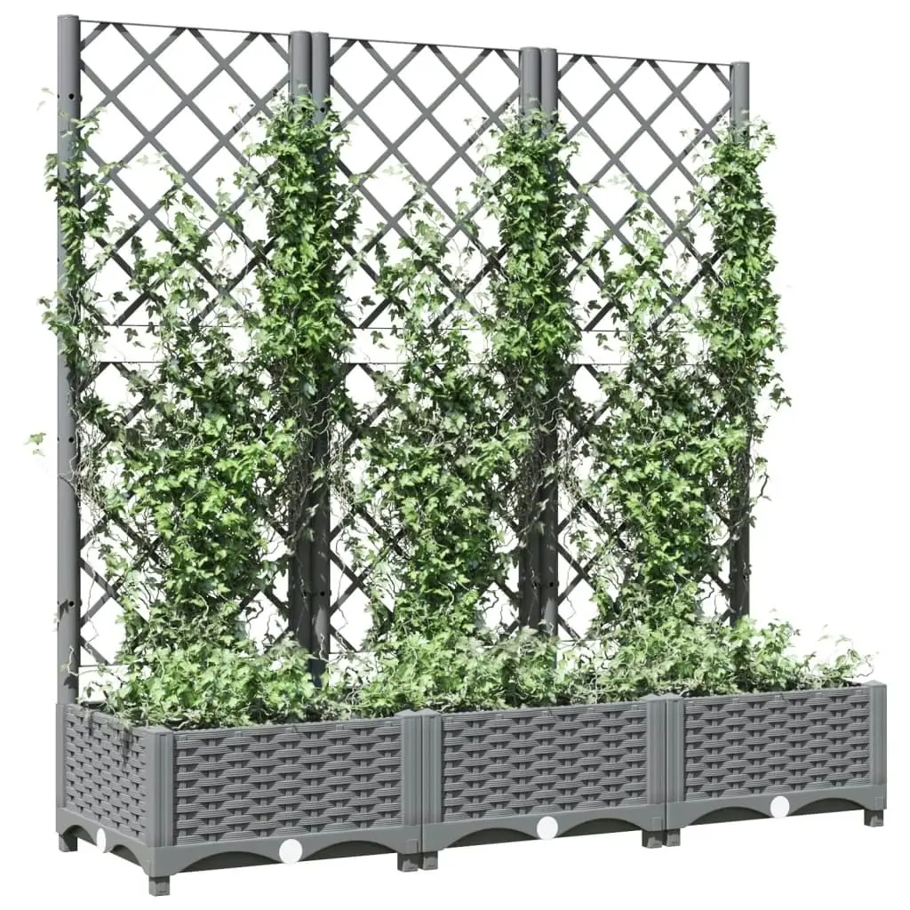 Garden Planter with Trellis Light Grey 120x40x121.5 cm PP 153273