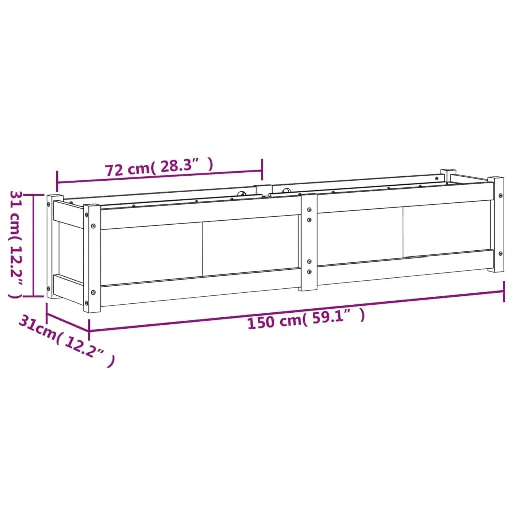 Garden Planters 2 pcs White Solid Wood Pine 837477