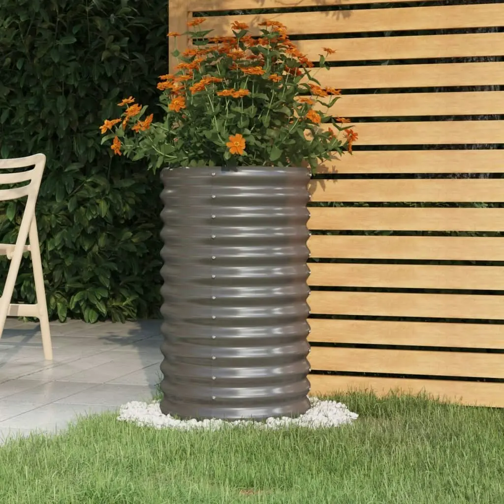 Garden Planter Powder-coated Steel 40x40x68 cm Grey 318849