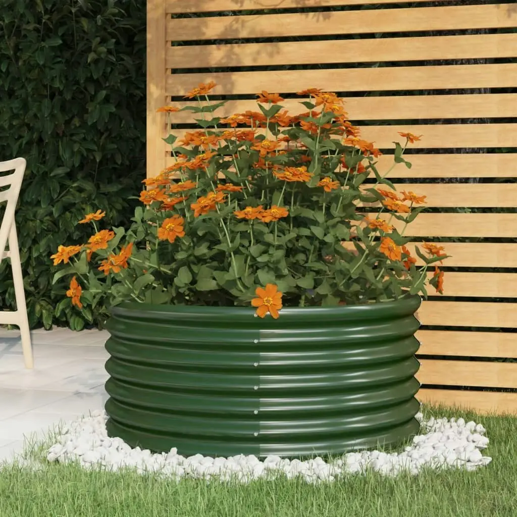 Garden Planter Powder-coated Steel 80x80x36 cm Green 318853