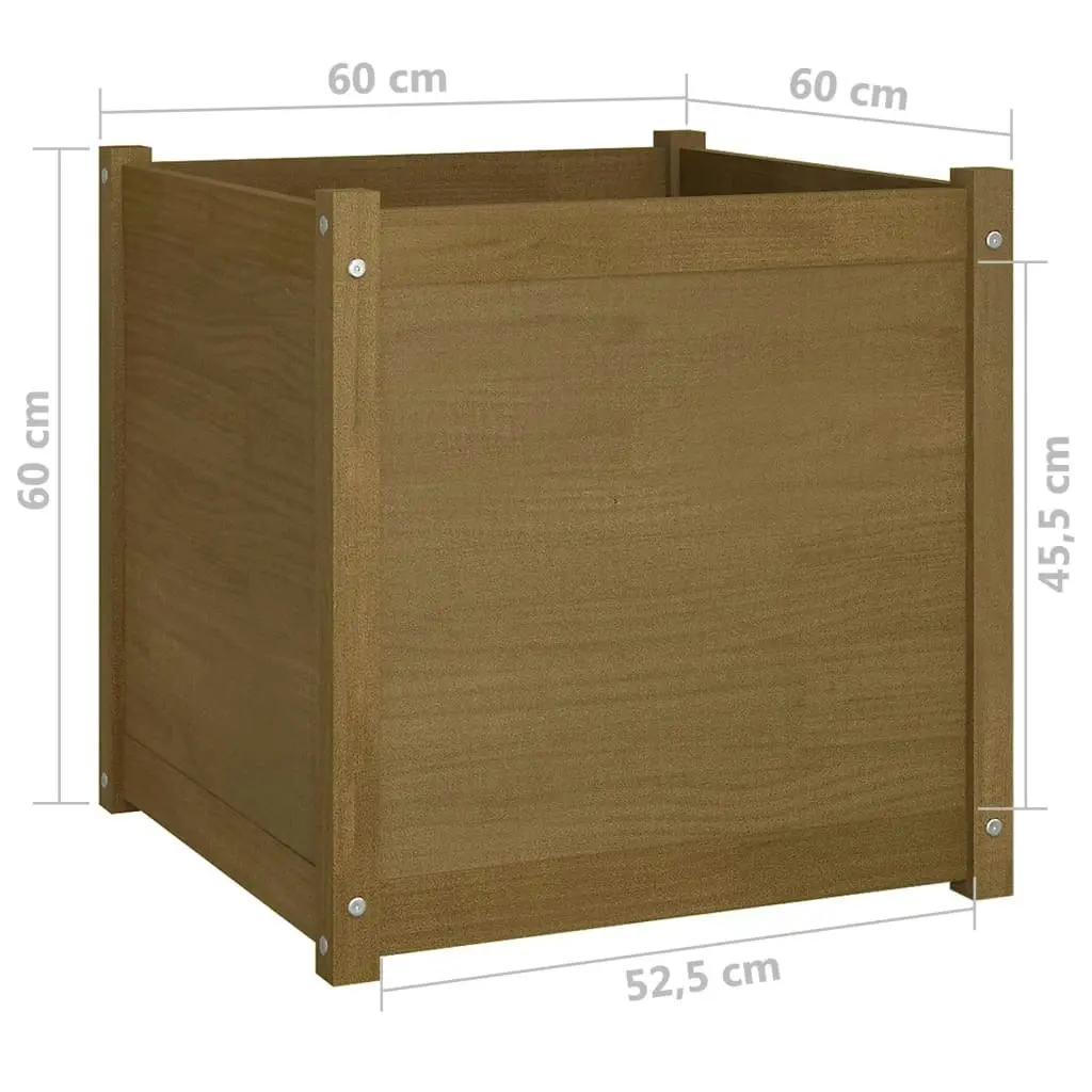 Garden Planters 2 pcs Honey Brown 60x60x60 cm Solid Pinewood 810565