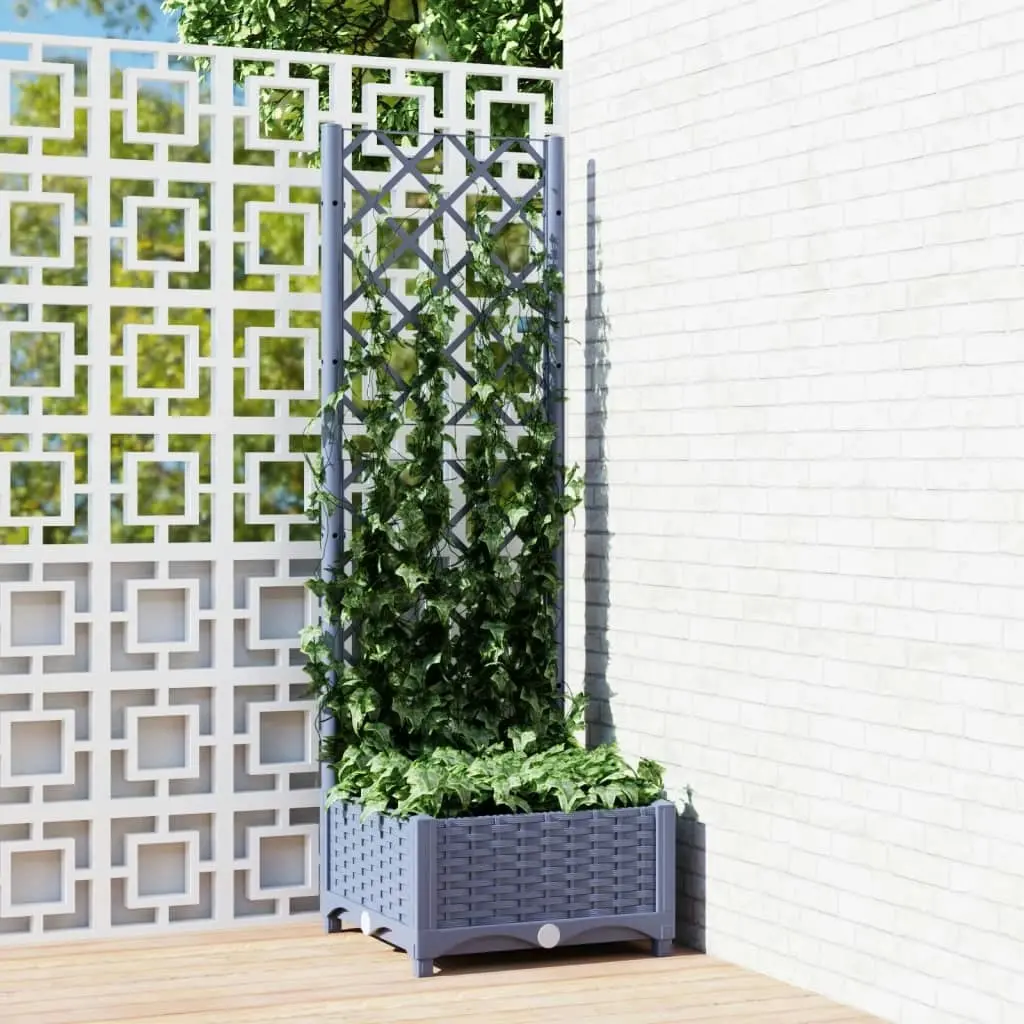 Garden Planter with Trellis Dark Grey 40x40x121.5 cm PP 318248