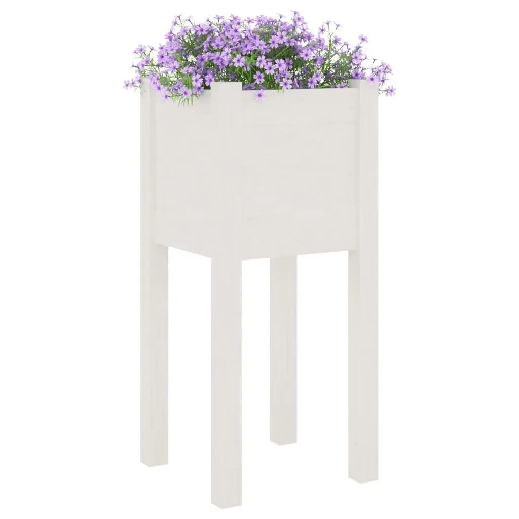 Garden Planters 2 pcs White 31x31x70 cm Solid Pinewood 810782