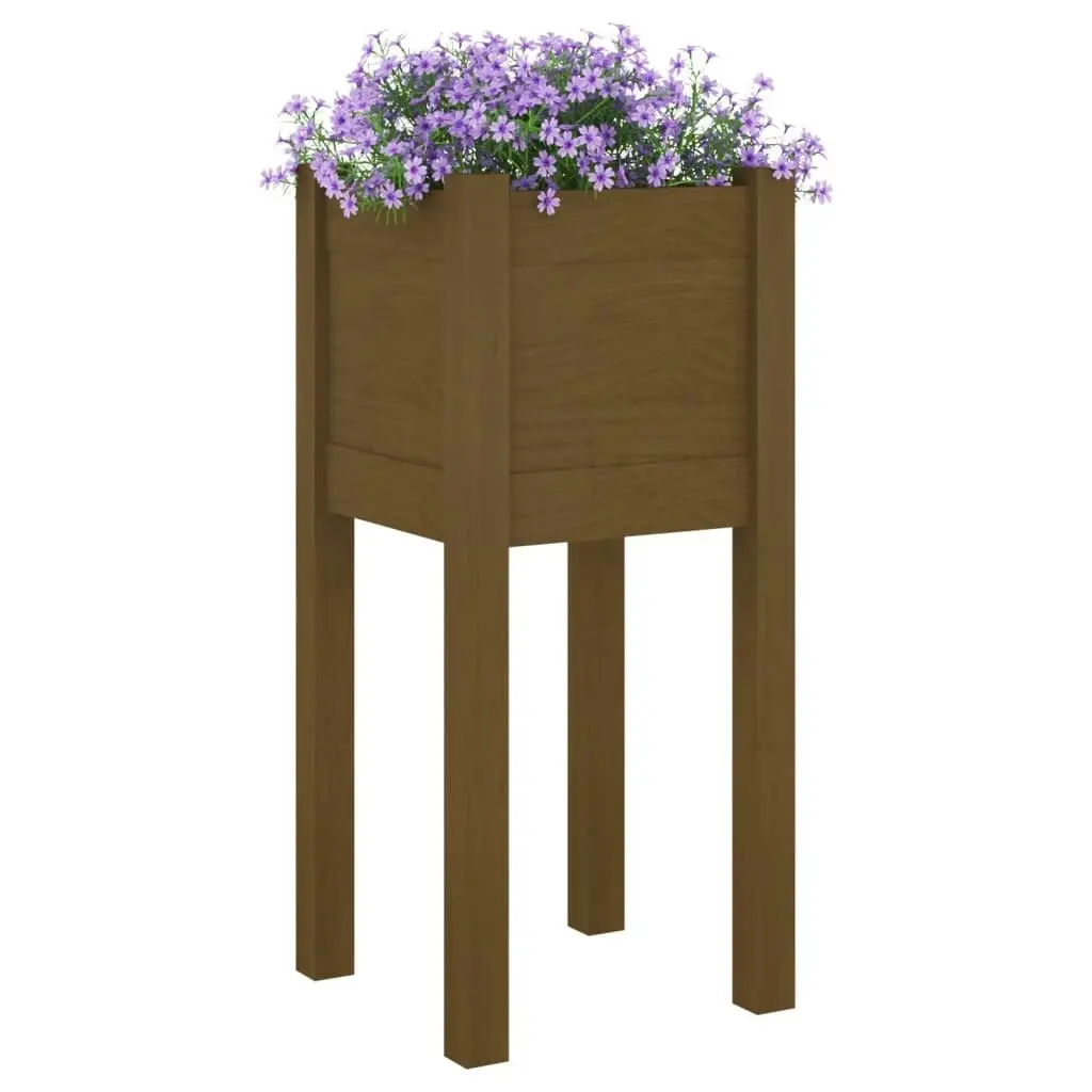 Garden Planter Honey Brown 31x31x70 cm Solid Pinewood 810785