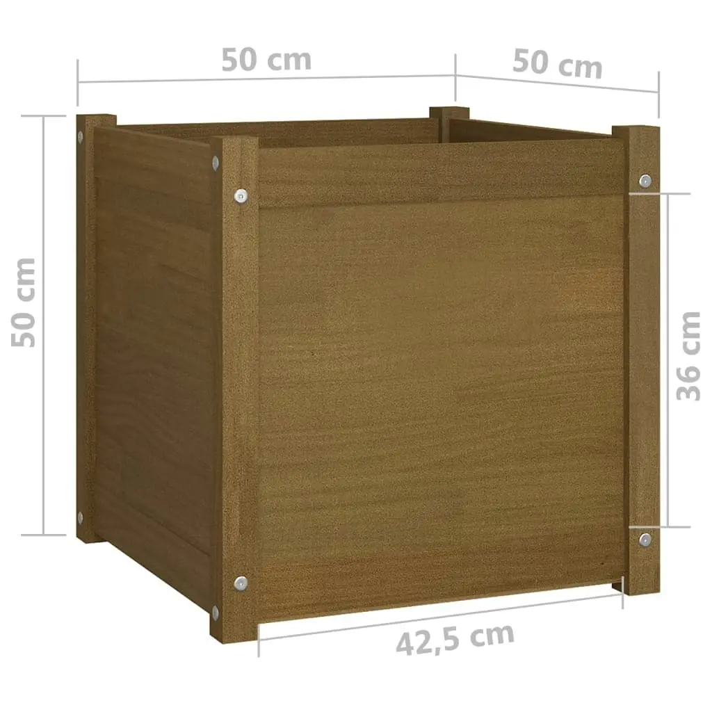 Garden Planter Honey Brown 50x50x50 cm Solid Pinewood 810552