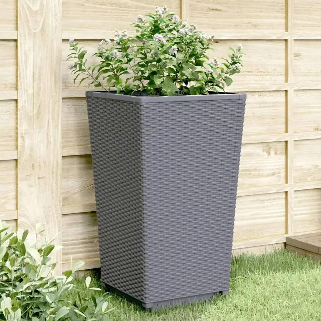 Garden Planters 2 pcs Grey 32.5x32.5x57 cm PP 367846