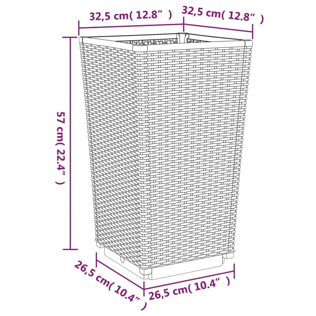 Garden Planters 2 pcs Grey 32.5x32.5x57 cm PP 367846