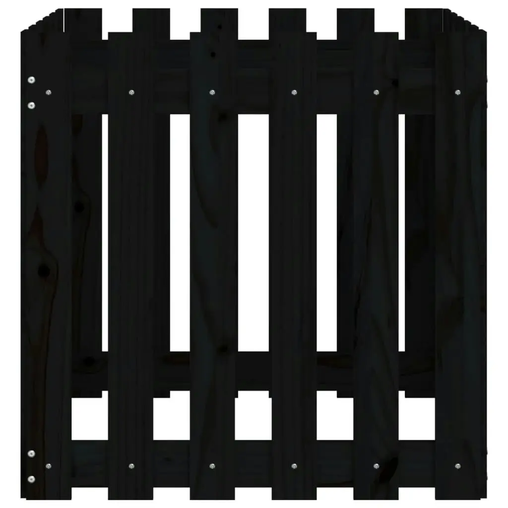 Garden Planter with Fence Design Black 60x60x60 cm Solid Wood Pine 832459