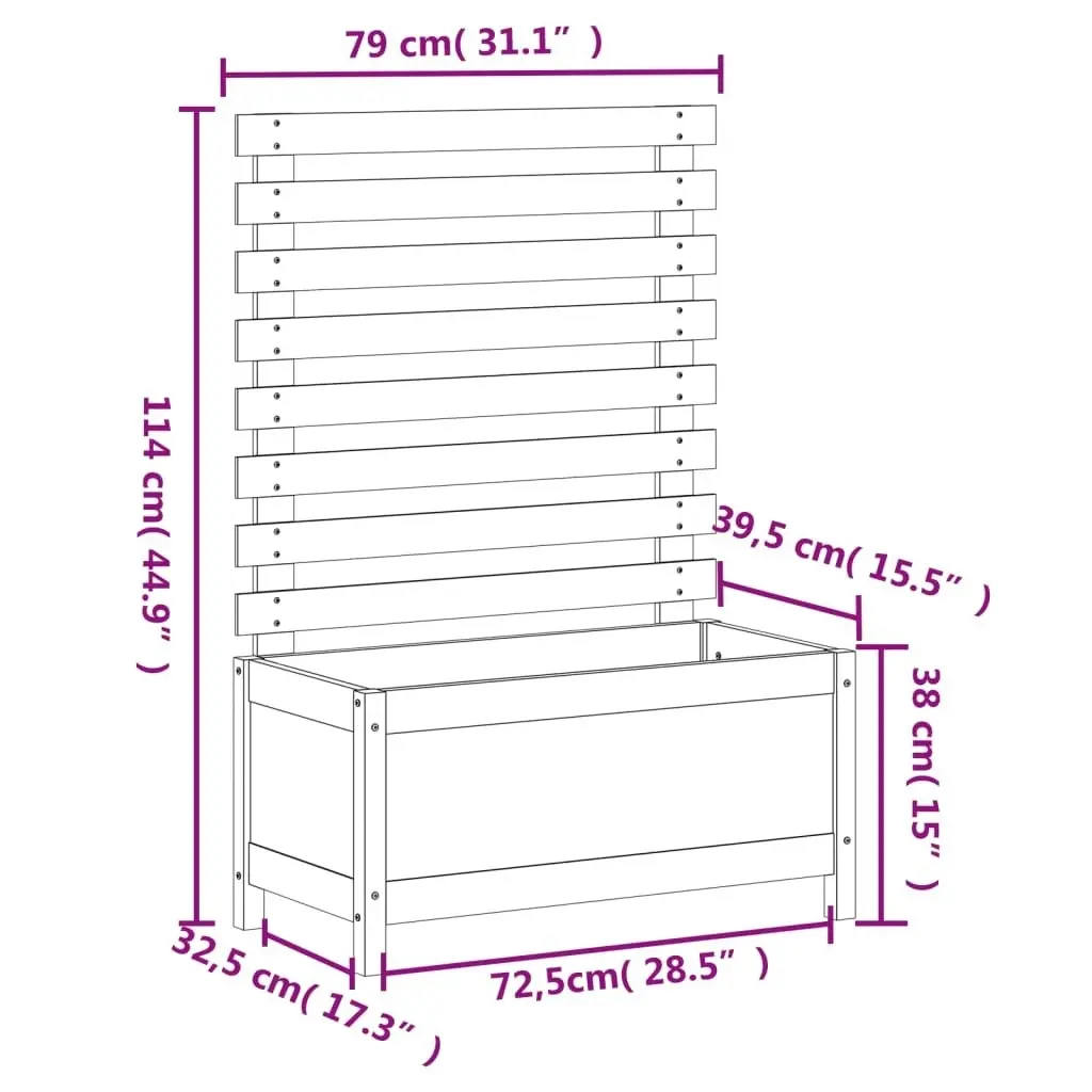 Garden Planter with Rack 79x39.5x114 cm Solid Wood Pine 832521