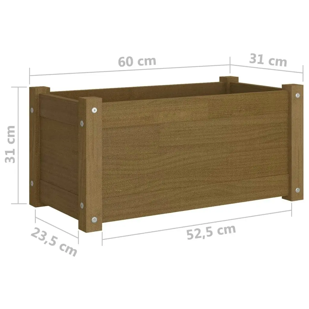 Garden Planters 2 pcs Honey Brown 60x31x31 cm Solid Pinewood 810711