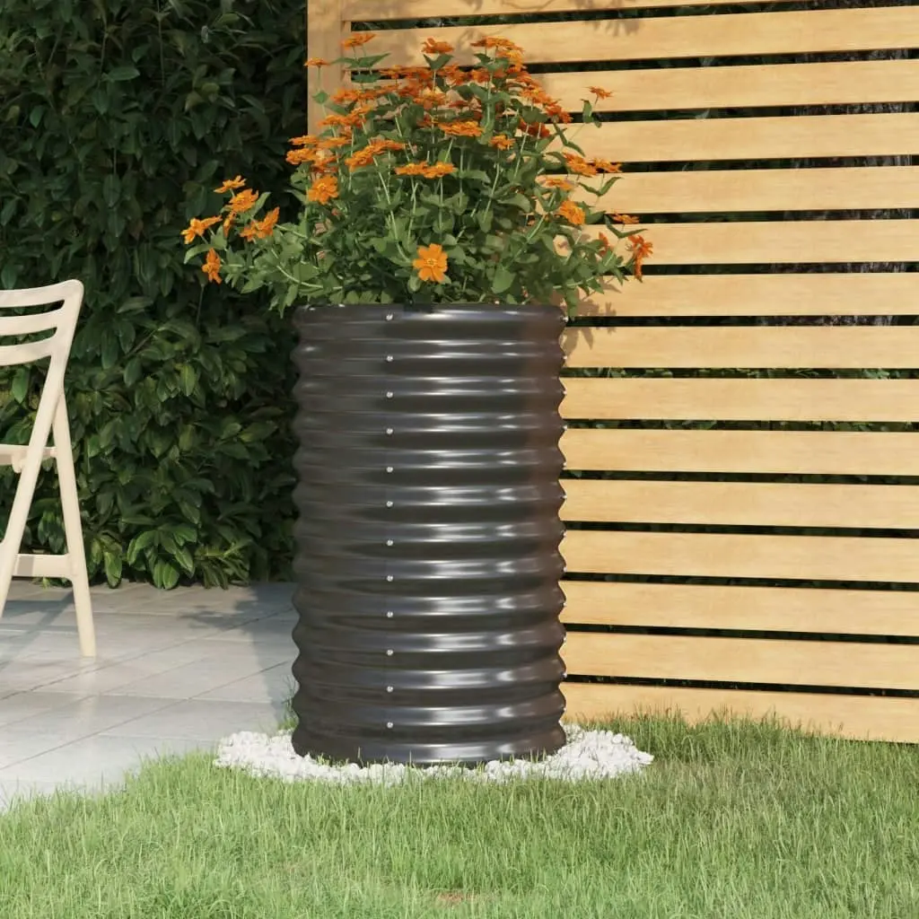 Garden Planter Powder-coated Steel 40x40x68 cm Anthracite 318851