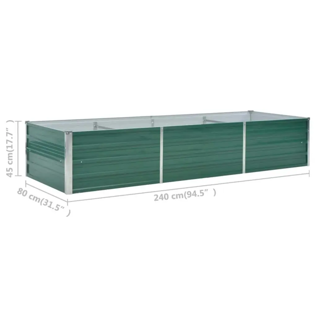 Garden Raised Bed Galvanised Steel 240x80x45 cm Green 44843