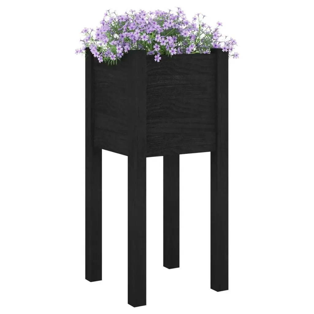 Garden Planter Black 31x31x70 cm Solid Pinewood 810787