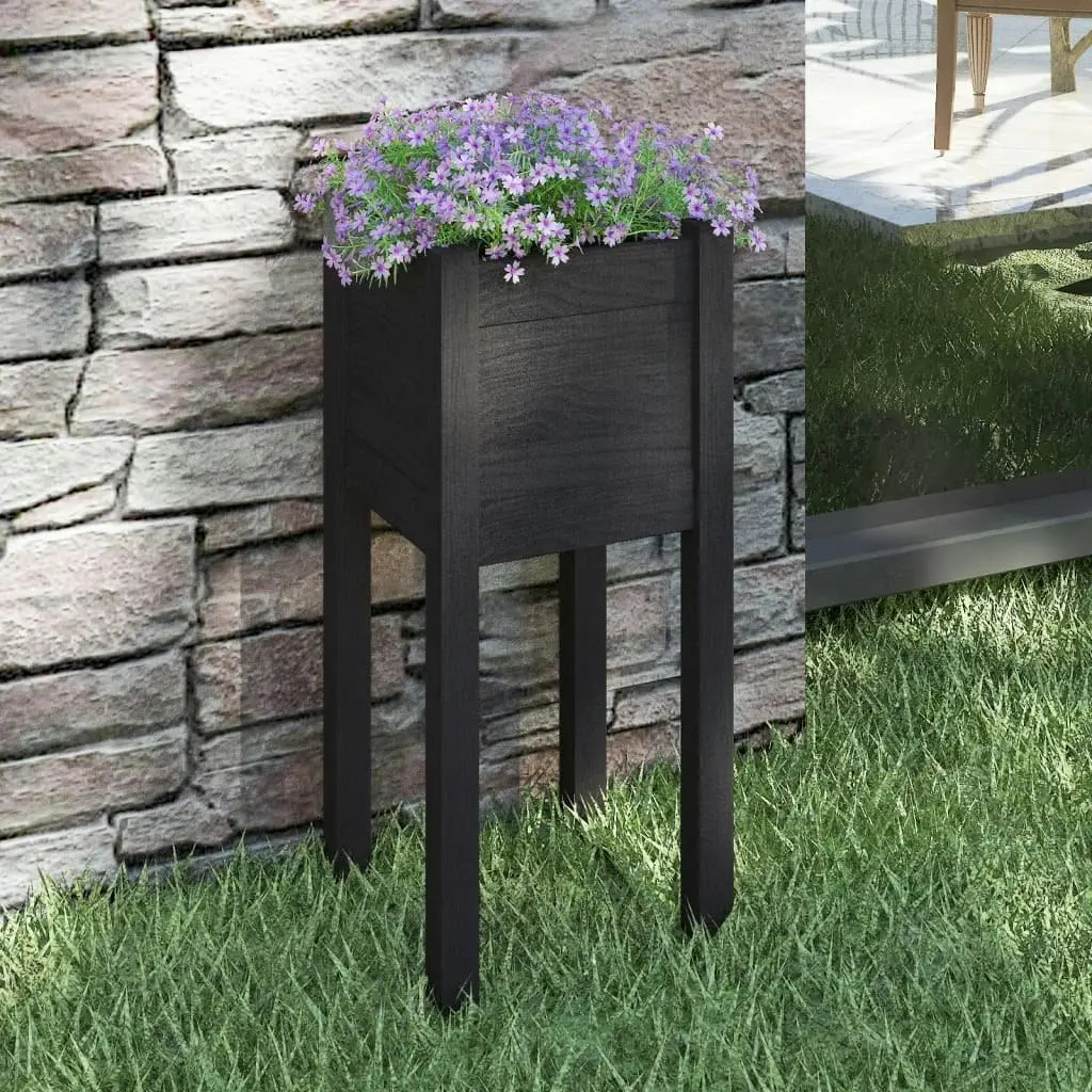 Garden Planter Black 31x31x70 cm Solid Pinewood 810787