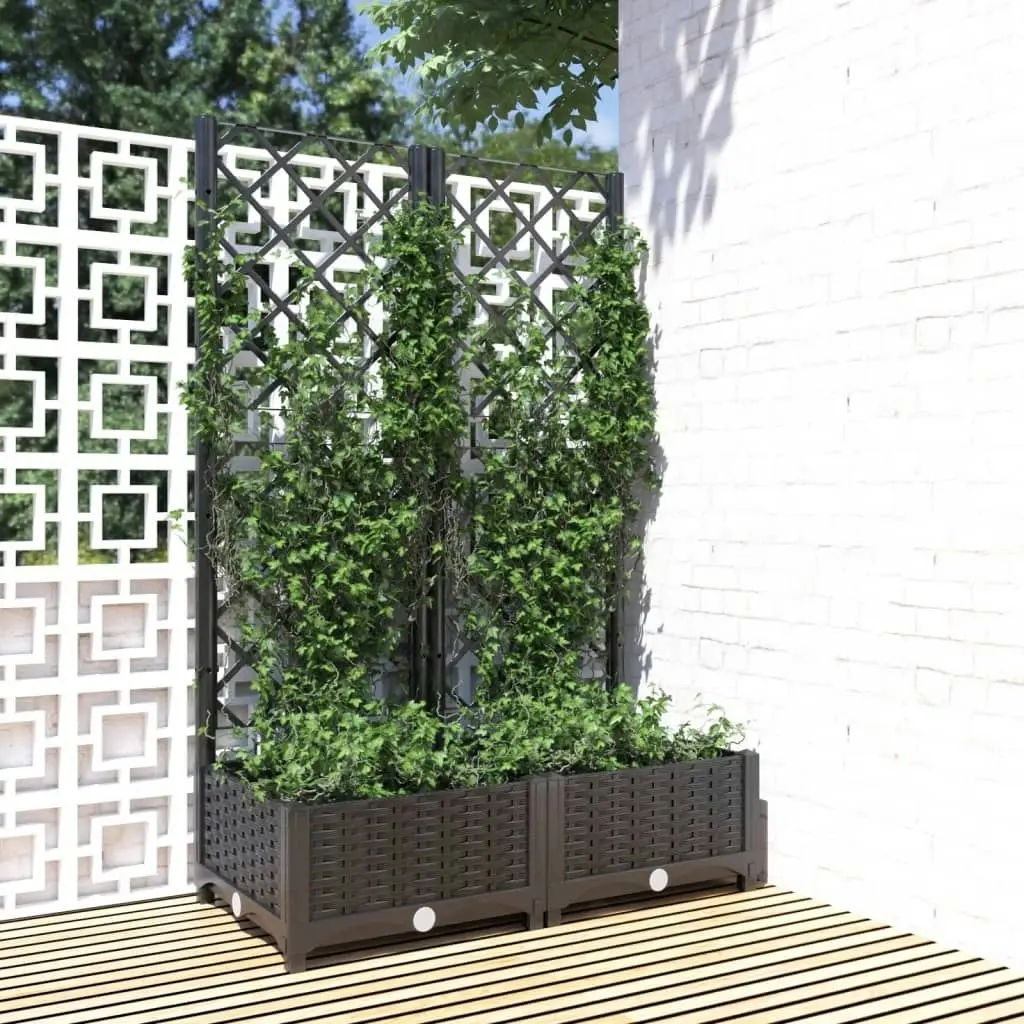 Garden Planter with Trellis Black 80x40x121.5 cm PP 318270