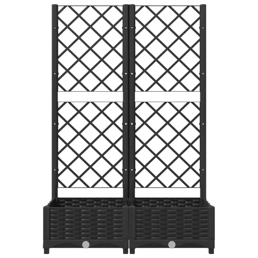 Garden Planter with Trellis Black 80x40x121.5 cm PP 318270