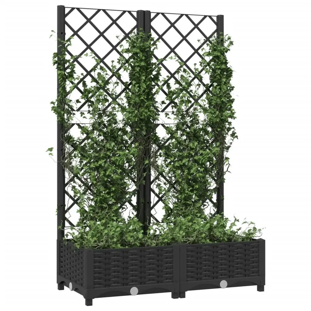 Garden Planter with Trellis Black 80x40x121.5 cm PP 318270