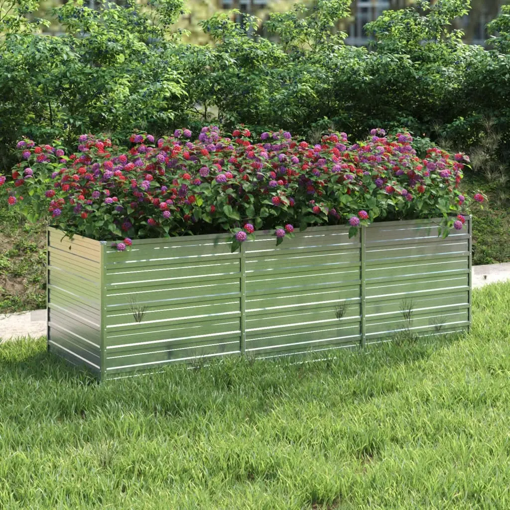 Garden Raised Bed 240x80x77 cm Galvanized Steel Silver 316886