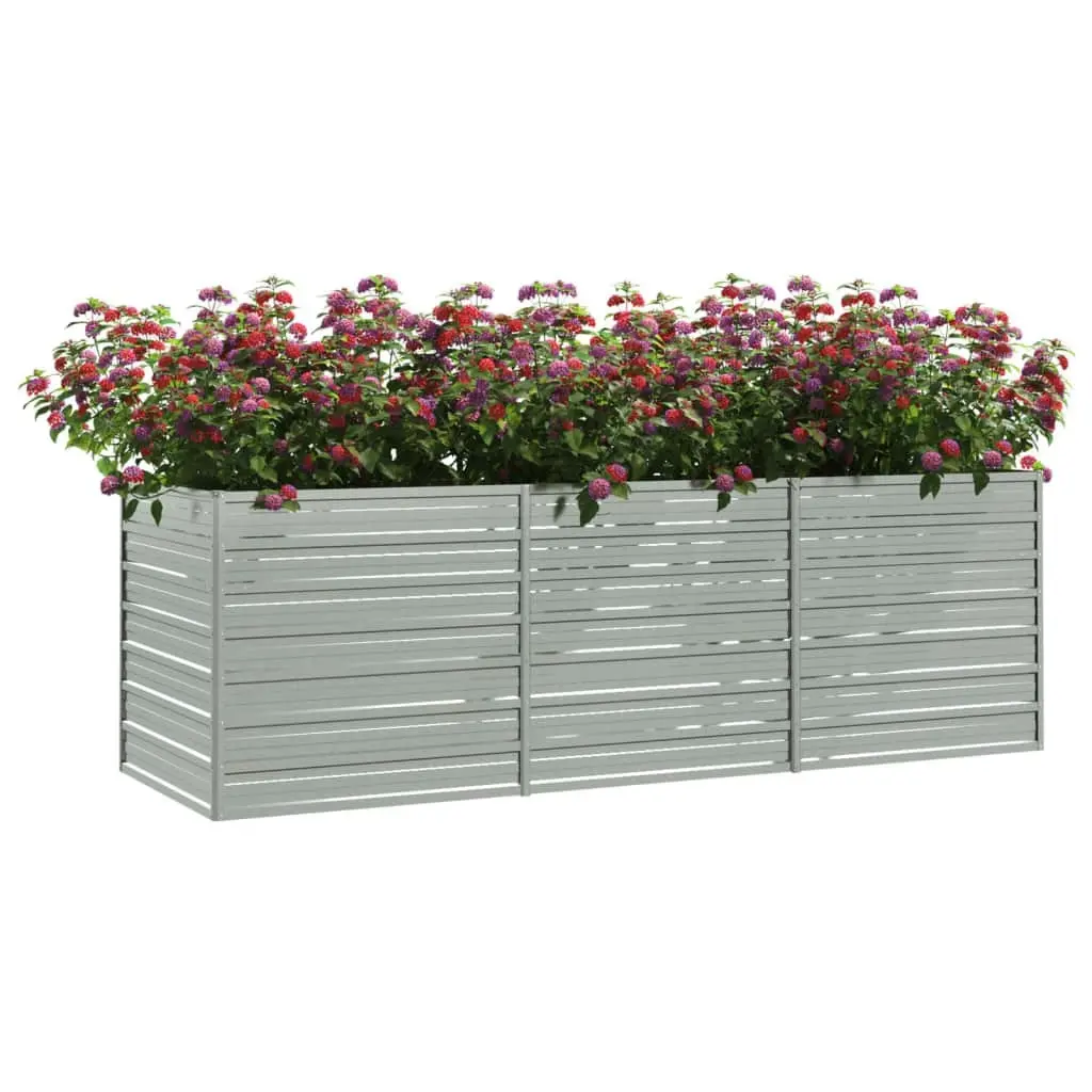 Garden Raised Bed 240x80x77 cm Galvanized Steel Silver 316886