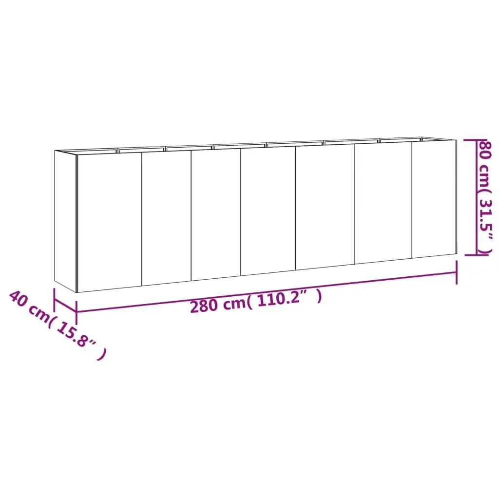 Garden Raised Bed 280x40x80 cm Corten Steel 824528