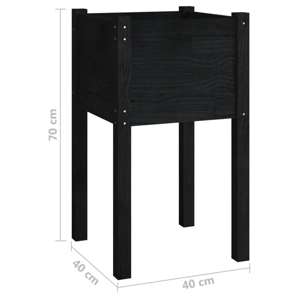 Garden Planters 2 pcs Black 40x40x70 cm Solid Pinewood 810798