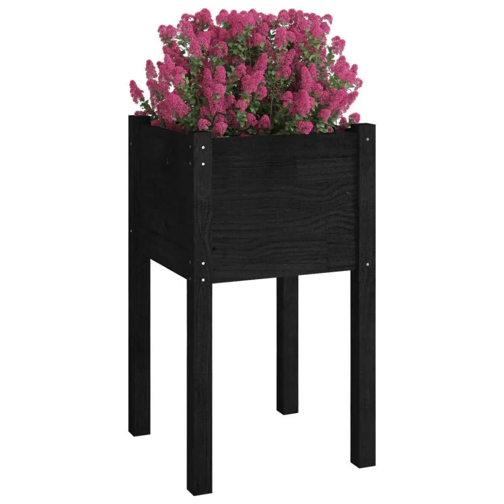 Garden Planters 2 pcs Black 40x40x70 cm Solid Pinewood 810798