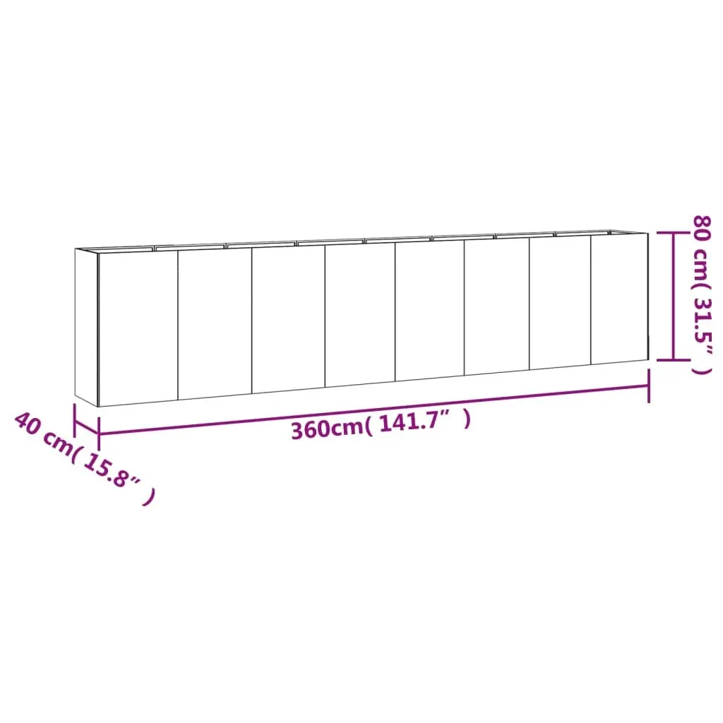 Garden Raised Bed 360x40x80 cm Corten Steel 824529