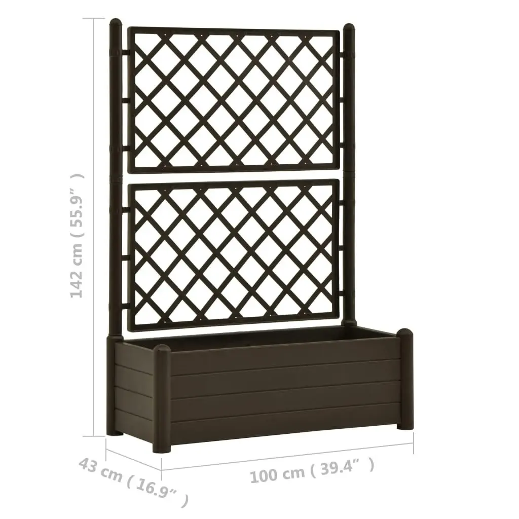 Garden Planter with Trellis 100x43x142 cm PP Mocha 313984