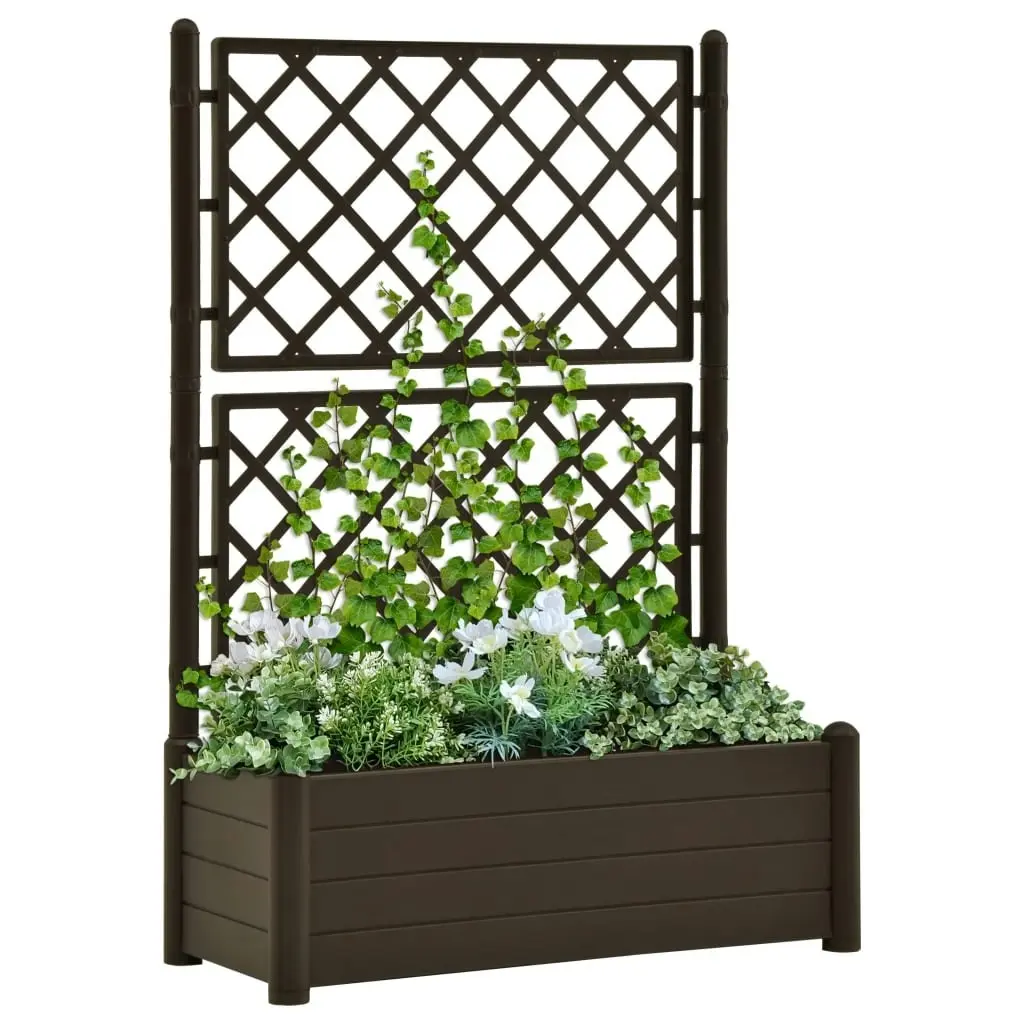 Garden Planter with Trellis 100x43x142 cm PP Mocha 313984