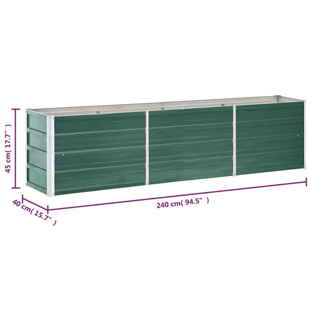 Garden Raised Bed Galvanised Steel 240x40x45 cm Green 47045