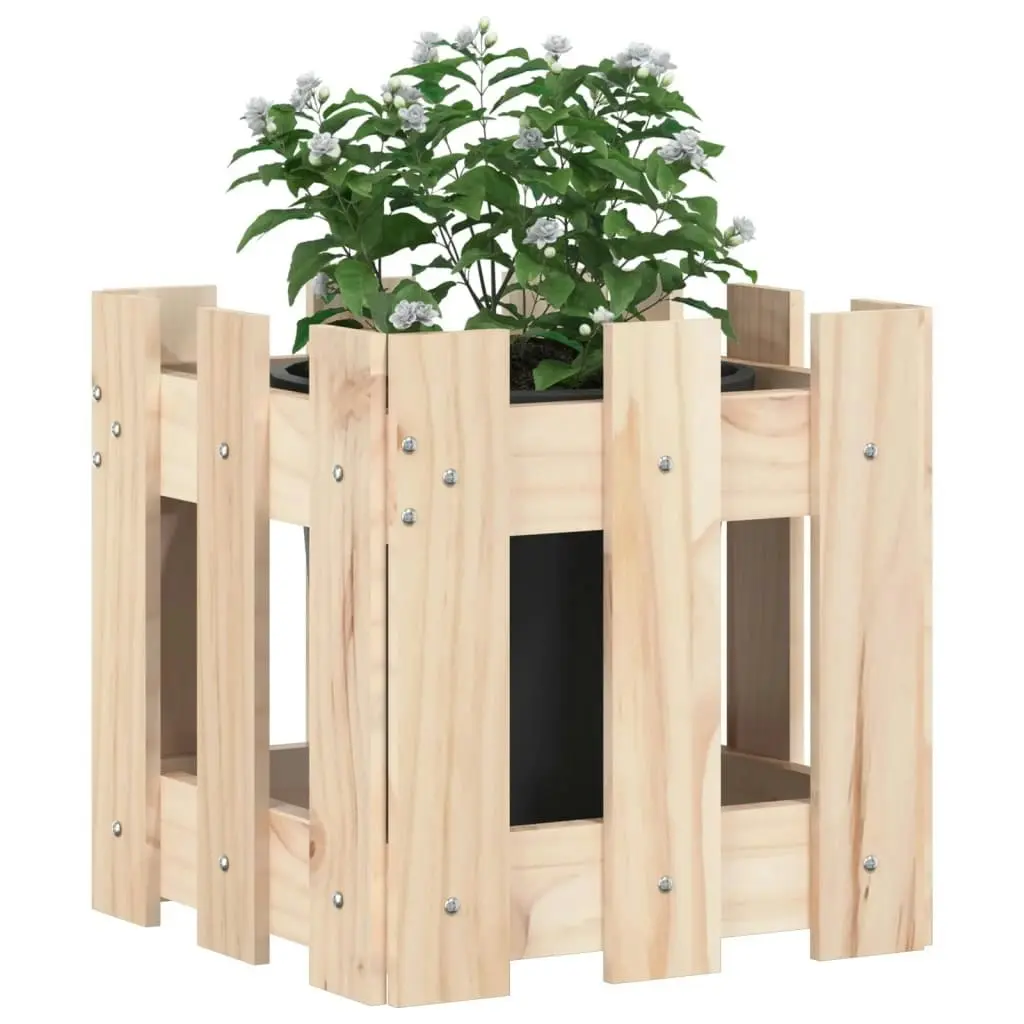 Garden Planter with Fence Design 30x30x30 cm Solid Wood Pine 832442