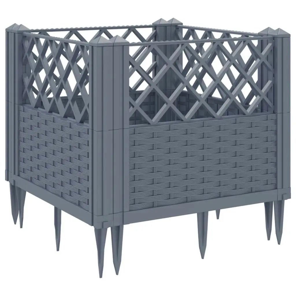 Garden Planter with Pegs Grey 43.5x43.5x43.5 cm PP 368009