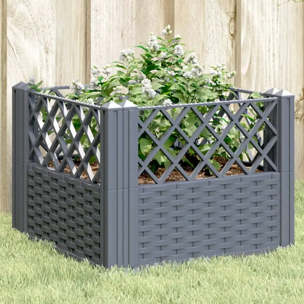 Garden Planter with Pegs Grey 43.5x43.5x43.5 cm PP 368009