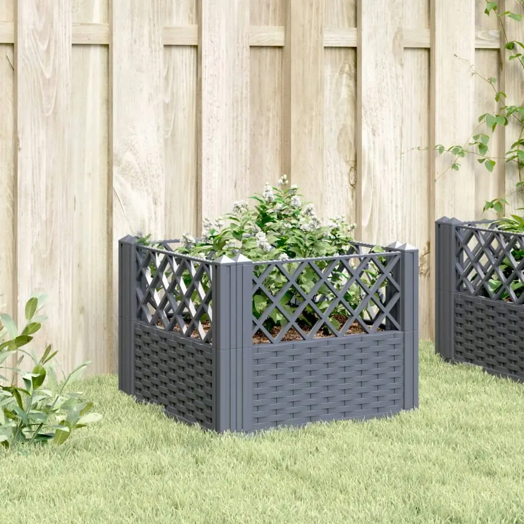 Garden Planter with Pegs Grey 43.5x43.5x43.5 cm PP 368009