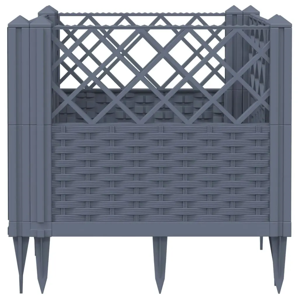 Garden Planter with Pegs Grey 43.5x43.5x43.5 cm PP 368009