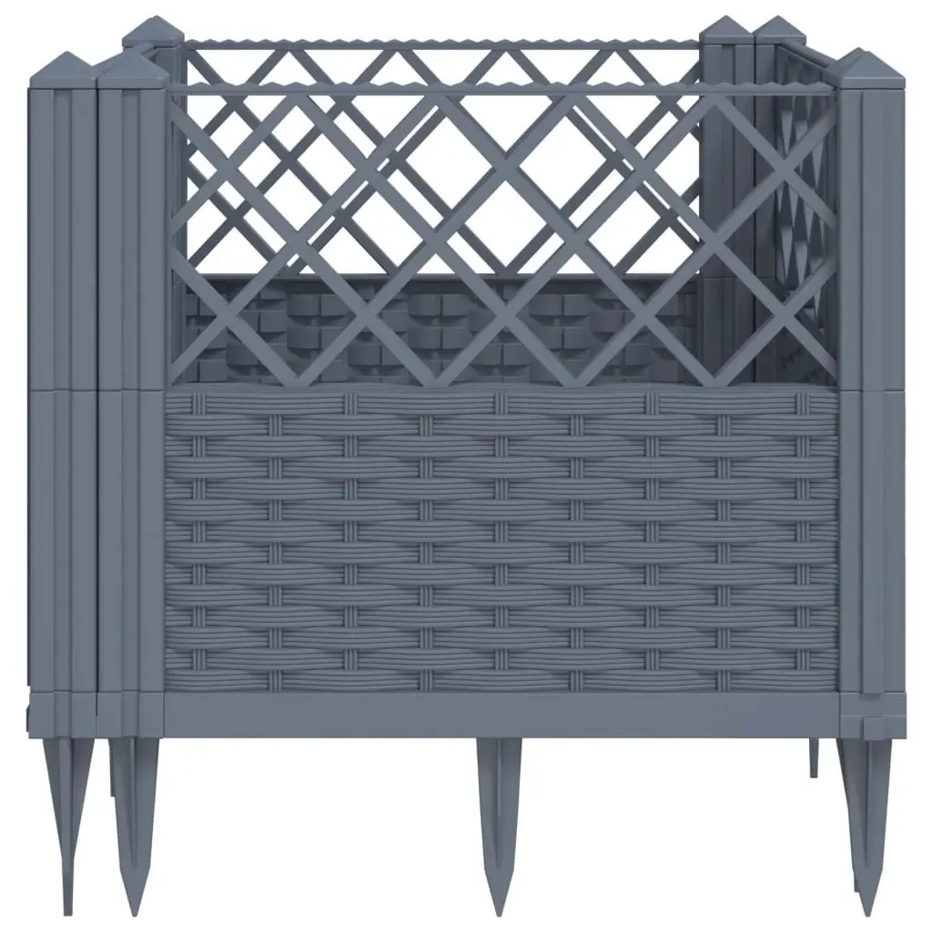 Garden Planter with Pegs Grey 43.5x43.5x43.5 cm PP 368009