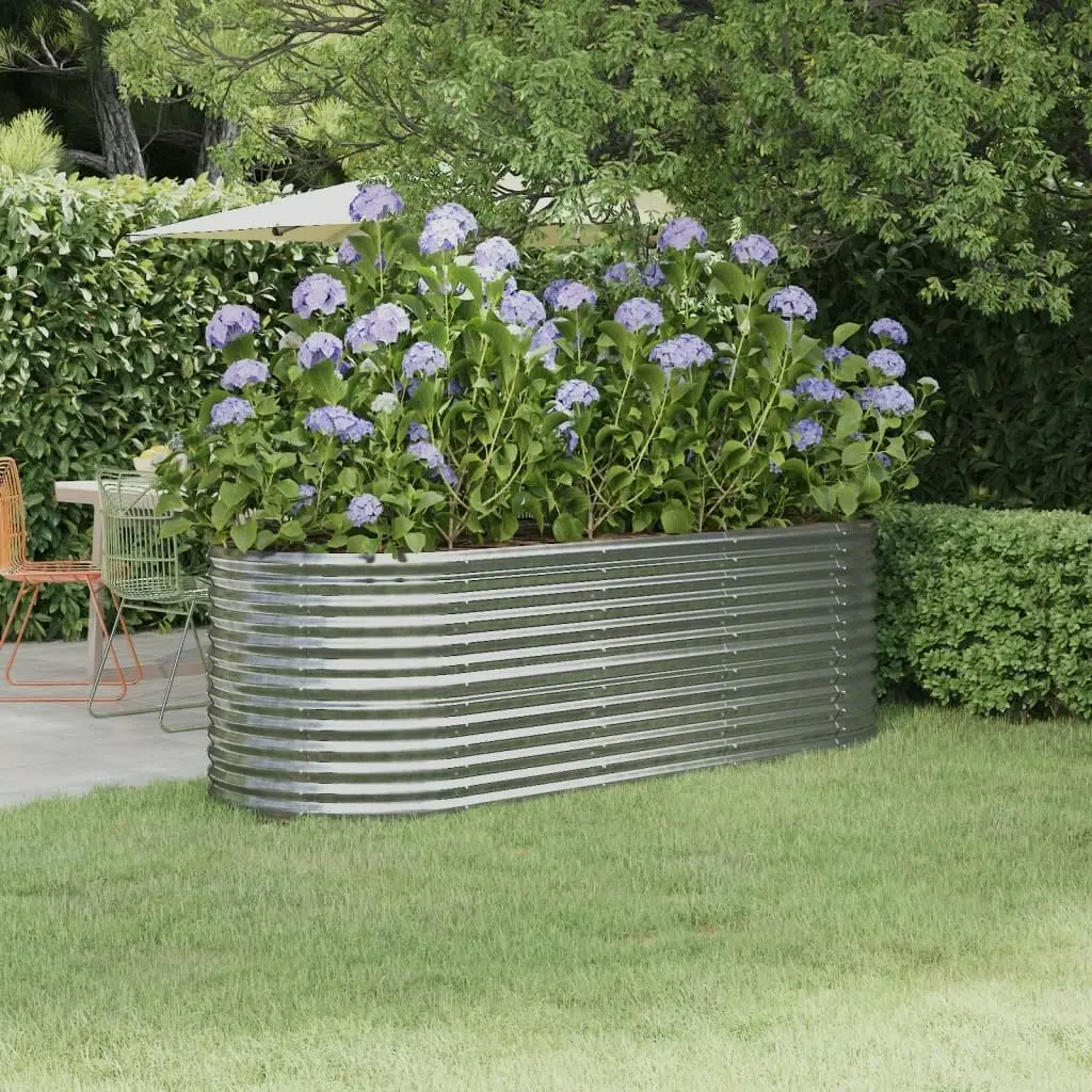 Garden Raised Bed Powder-Coated Steel 224x80x68 cm Silver 318957